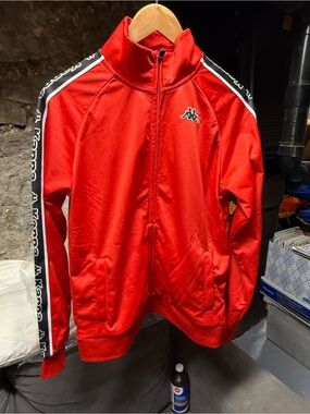 Red Kappa Full Zip Track Jacket Banda Logo Sz Medium